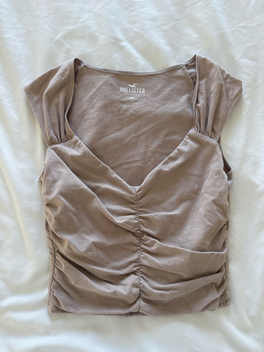 Hollister Ruched Tank Top in Rosy Beige